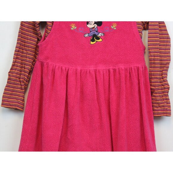 VTG Disney Store 2pc Fleece Minnie Mouse Dress Set sz 7/8 Striped Shirt Winter - Picture 3 of 10